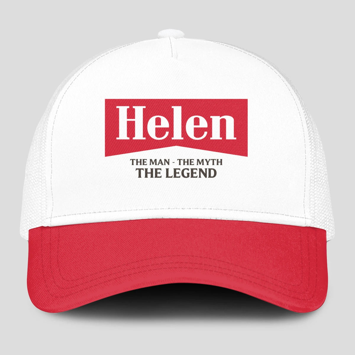 The Man The Myth The Legend Red And White Mesh Cap HELEN 13K1 C197PF