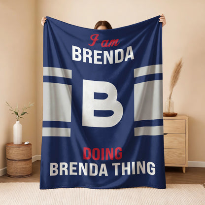I'm Name Doing Name Things Navy Fleece Blanket BRENDA 13K1 BK51