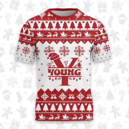 YOUNG Personalized Christmas T-Shirt Pajama Set - Holiday Gift Outfit 13K1-CR2