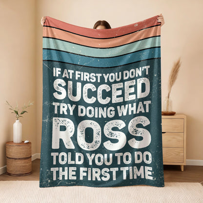 If At First You Don’t Succeed Retro Green Fleece Blanket ROSS 13K1 BK29