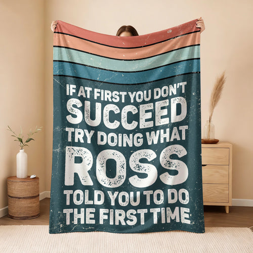 If At First You Don’t Succeed Retro Green Fleece Blanket ROSS 13K1 BK29