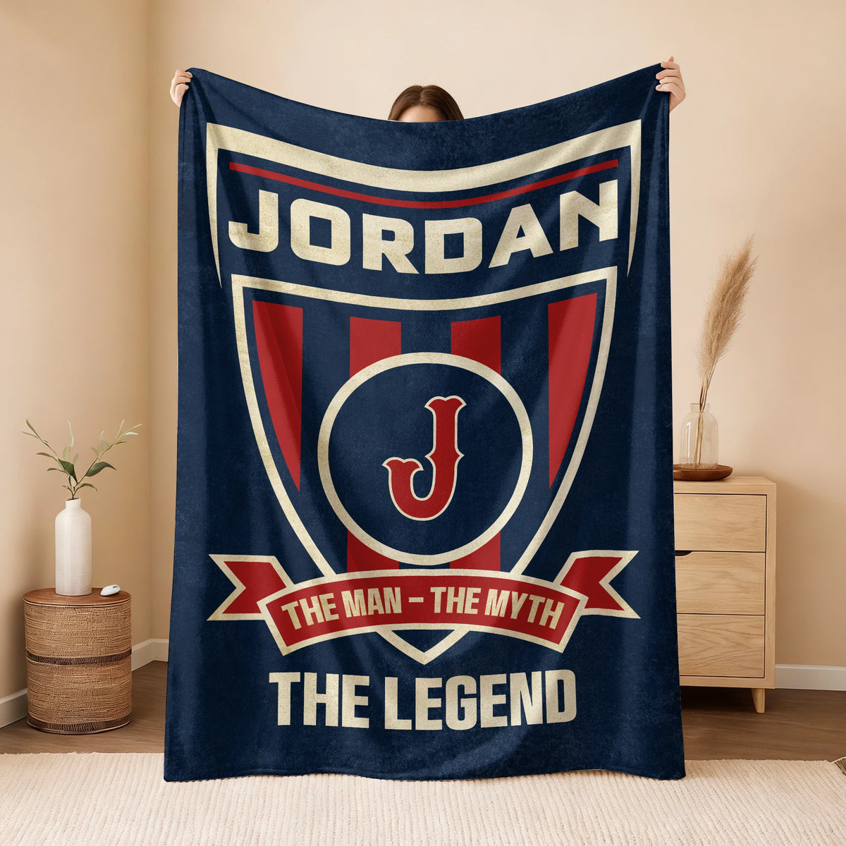 The Man The Myth The Legend Blue Burgundy Baseball Blanket JORDAN 13K1 BK18