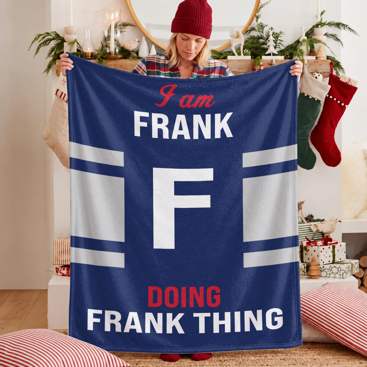 I'm Name Doing Name Things Navy Fleece Blanket FRANK 13K1 BK51