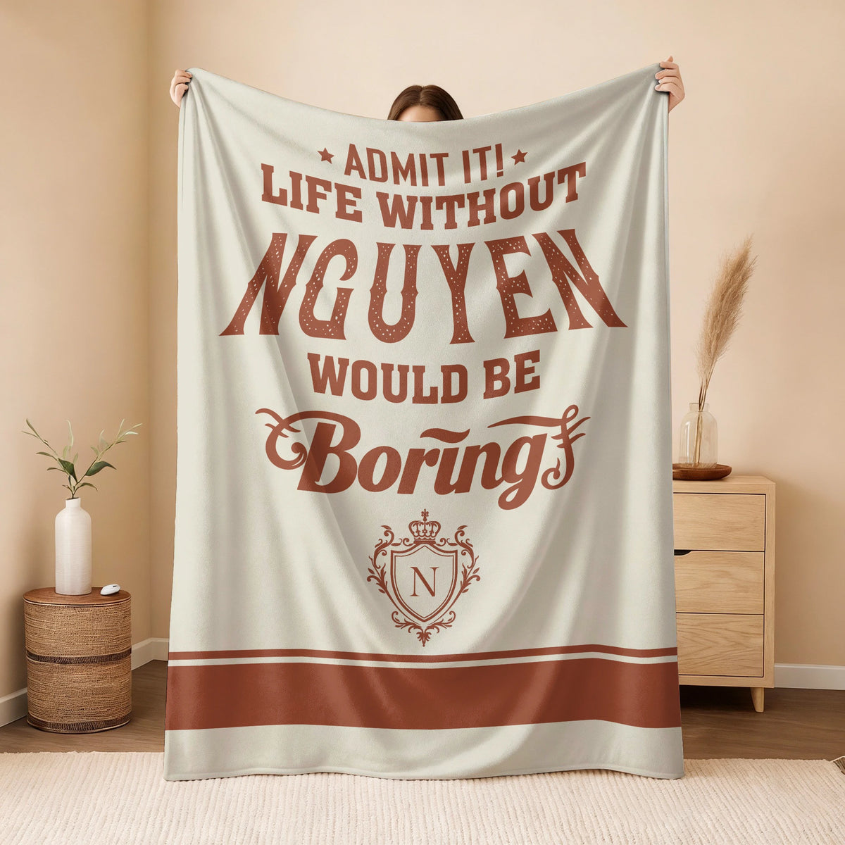 Life Without Your Name Would Be Boring Cream Terracotta Blanket NGUYEN 13K1 BK24