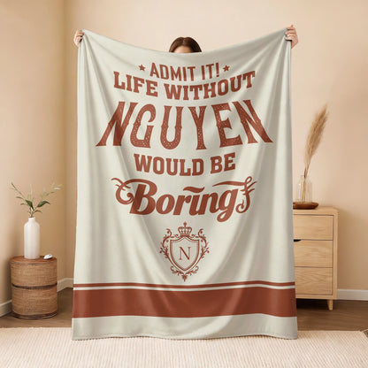 Life Without Your Name Would Be Boring Cream Terracotta Blanket NGUYEN 13K1 BK24