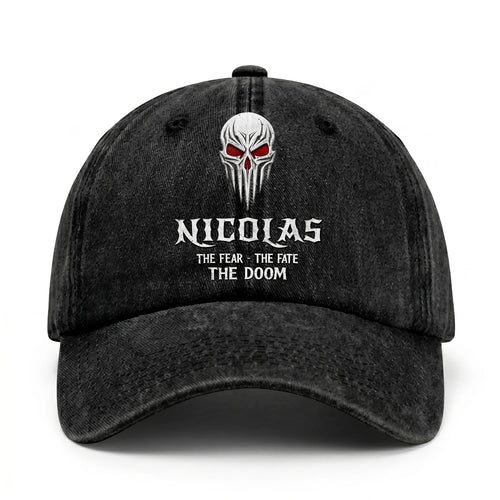 Your Name The Fear The Fate The Doom Skull Washed Cap NICOLAS 13K1 C98PF