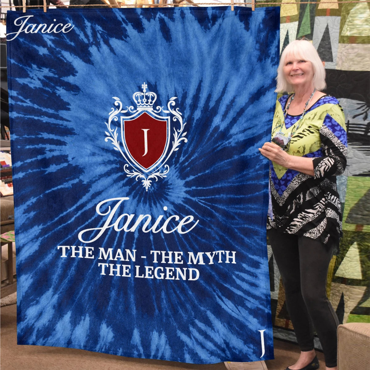 The Man The Myth The Legend Blue Waves Fleece Blanket JANICE 13K1 BK11