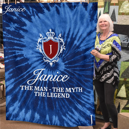 The Man The Myth The Legend Blue Waves Fleece Blanket JANICE 13K1 BK11