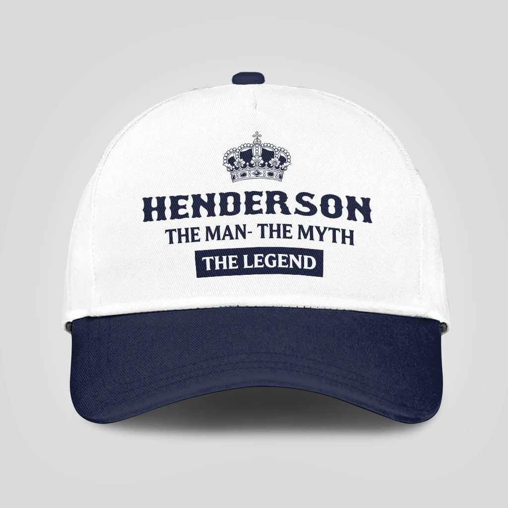 The Man The Myth The Legend King Crown Blue And White Cap HENDERSON 13K1 C147PF