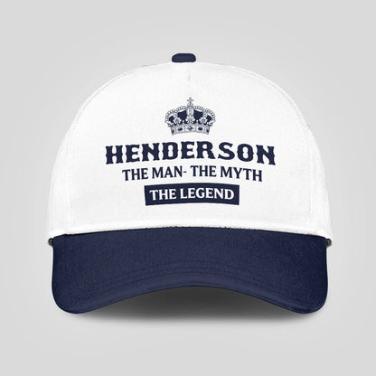 The Man The Myth The Legend King Crown Blue And White Cap HENDERSON 13K1 C147PF