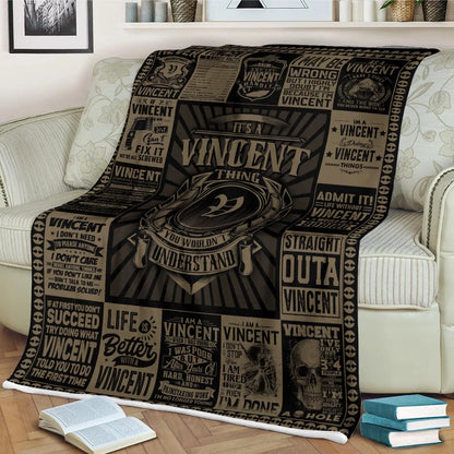 VINCENT Personalized Blanket | Custom Name Cozy Throw Gift 13K1-BK3