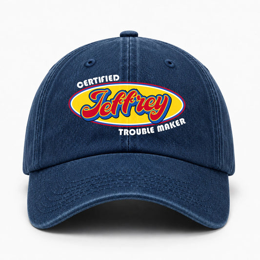 Certified Your Name Trouble Maker Washed Cap JEFFREY 13K1 C73PF