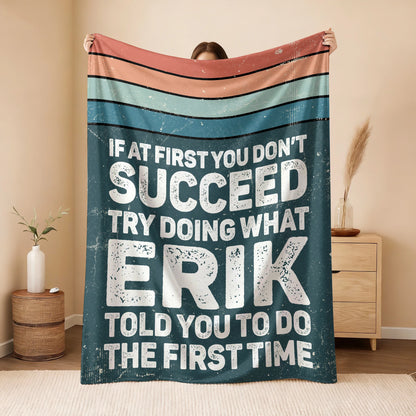 If At First You Don’t Succeed Retro Green Fleece Blanket ERIK 13K1 BK29