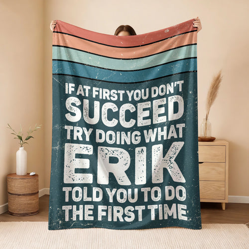 If At First You Don’t Succeed Retro Green Fleece Blanket ERIK 13K1 BK29