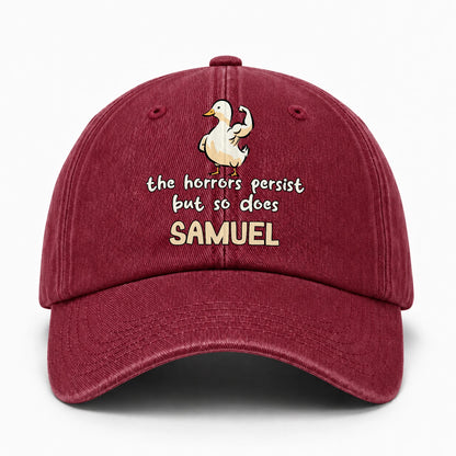 The Horrors Persist But So Does Your Name Funny Goose Burgundy Washed Cap SAMUEL 13K1 C126PF