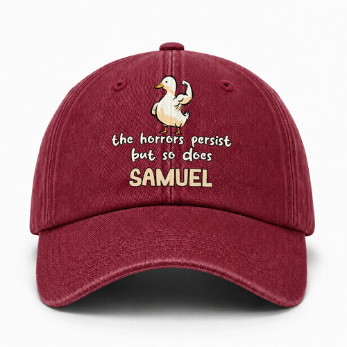 The Horrors Persist But So Does Your Name Funny Goose Burgundy Washed Cap SAMUEL 13K1 C126PF