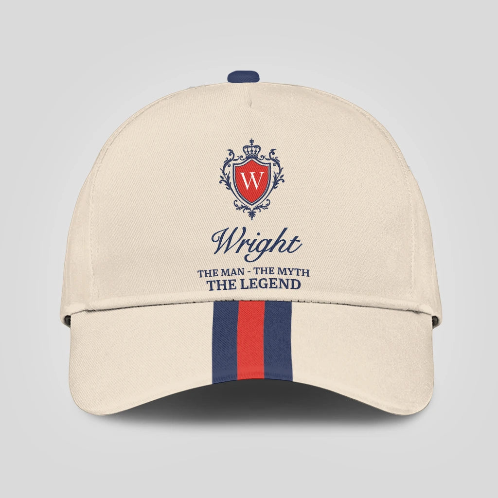 The Man The Myth The Legend Blue And Red Striped Cap WRIGHT 13K1 C117PF