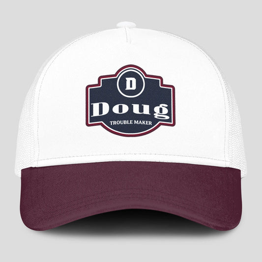 Trouble Maker Burgundy And White Funny Mesh Cap DOUG 13K1 C201PF