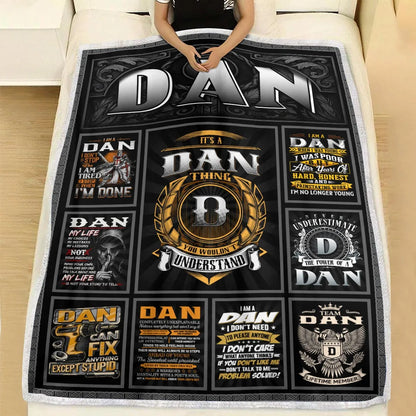 DAN Personalized Blanket | Custom Name Cozy Throw Gift 13K1-BK2