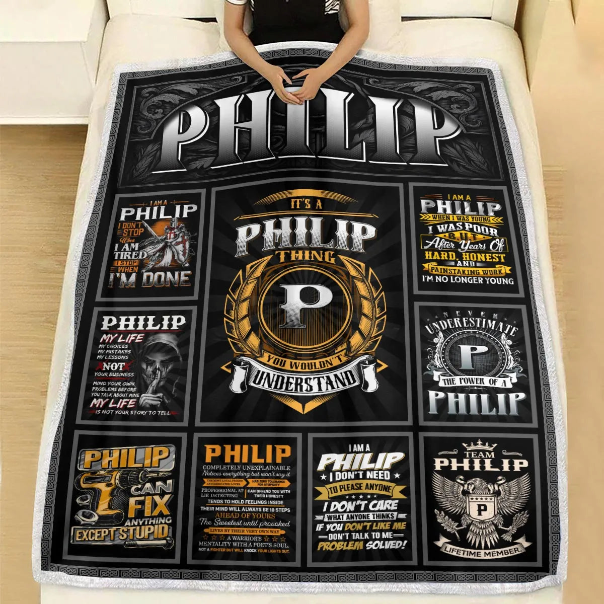 PHILIP Personalized Blanket | Custom Name Cozy Throw Gift 13K1-BK2