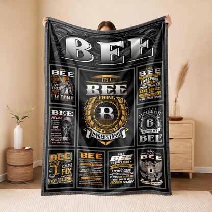 BEE Personalized Blanket | Custom Name Cozy Throw Gift 13K4-BK2