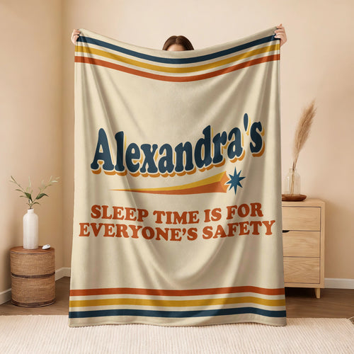 Your Name's Sleep Time Funny Retro Fleece Blanket ALEXANDRA 13K1 BK67
