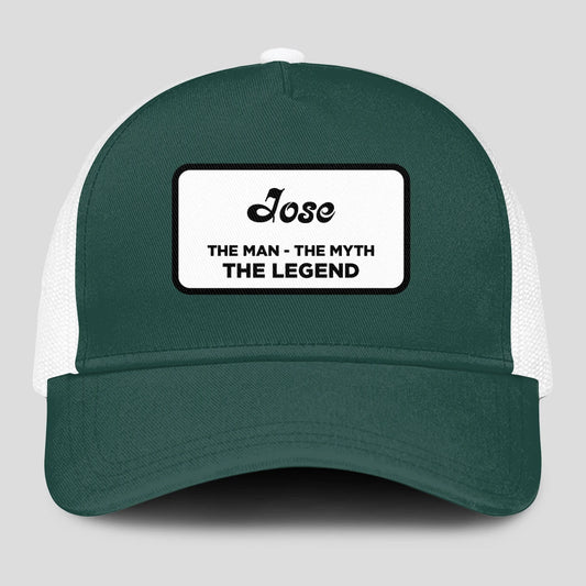 The Man The Myth The Legend Green And White Mesh Cap JOSE 13K1 C198PF