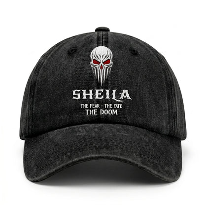 Your Name The Fear The Fate The Doom Skull Washed Cap SHEILA 13K1 C98PF