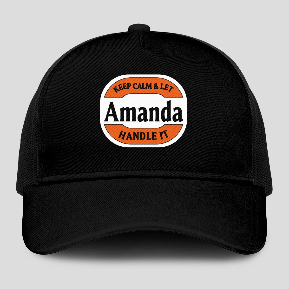 Keep Calm & Let Your Name Handle It Black Mesh Cap AMANDA 13K1 C199PF