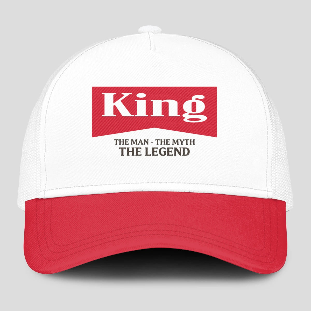 The Man The Myth The Legend Red And White Mesh Cap KING 13K1 C197PF