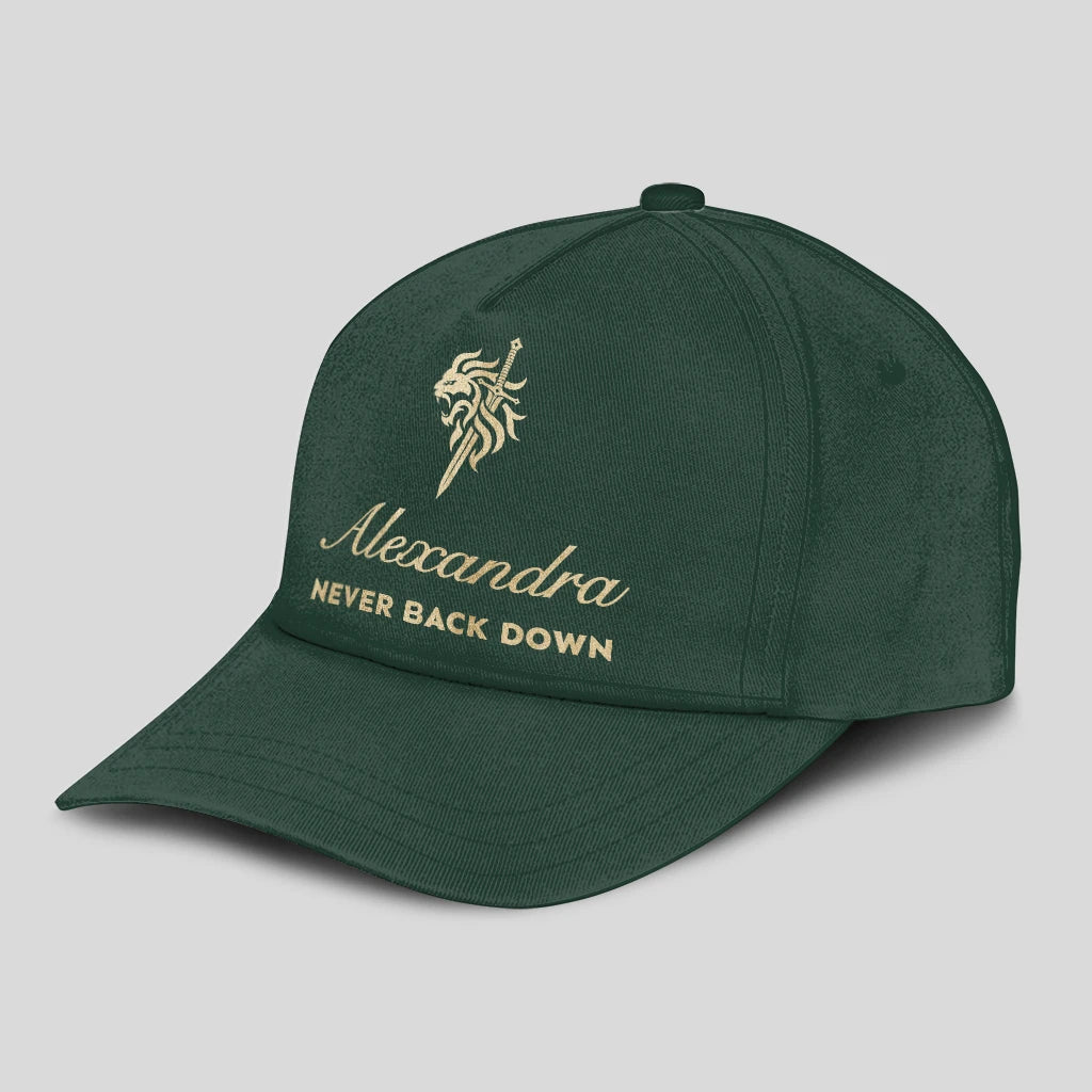 Never Back Down Lion And Sword Sage Green Cap ALEXANDRA 13K1 C178PF