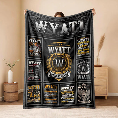 WYATT Personalized Blanket | Custom Name Cozy Throw Gift 13K4-BK2