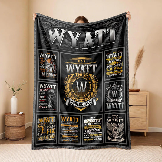 WYATT Personalized Blanket | Custom Name Cozy Throw Gift 13K4-BK2