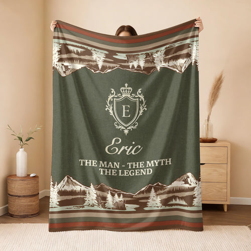 The Man The Myth The Legend Deer In Forest Brown Fleece Blanket ERIC 13K1 BK10