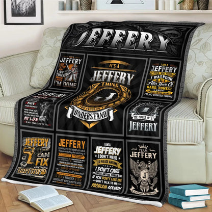 JEFFERY Personalized Blanket | Custom Name Cozy Throw Gift 13K2-BK2