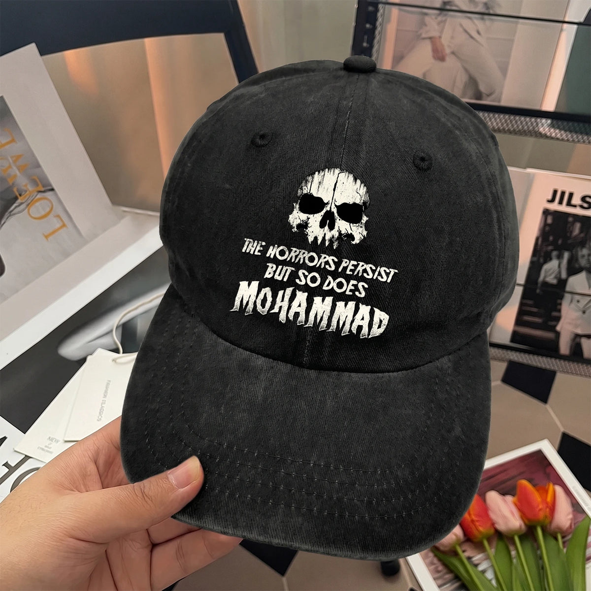 The Horrors Persist But So Does Your Name Cool Skull Washed Cap MOHAMMAD 13K1 C134PF