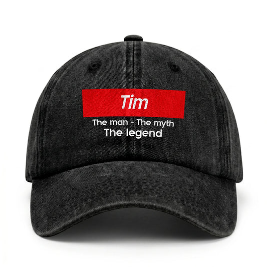 Your Name The Man The Myth The Legend Red Logo Washed Cap TIM 13K1 C130PF