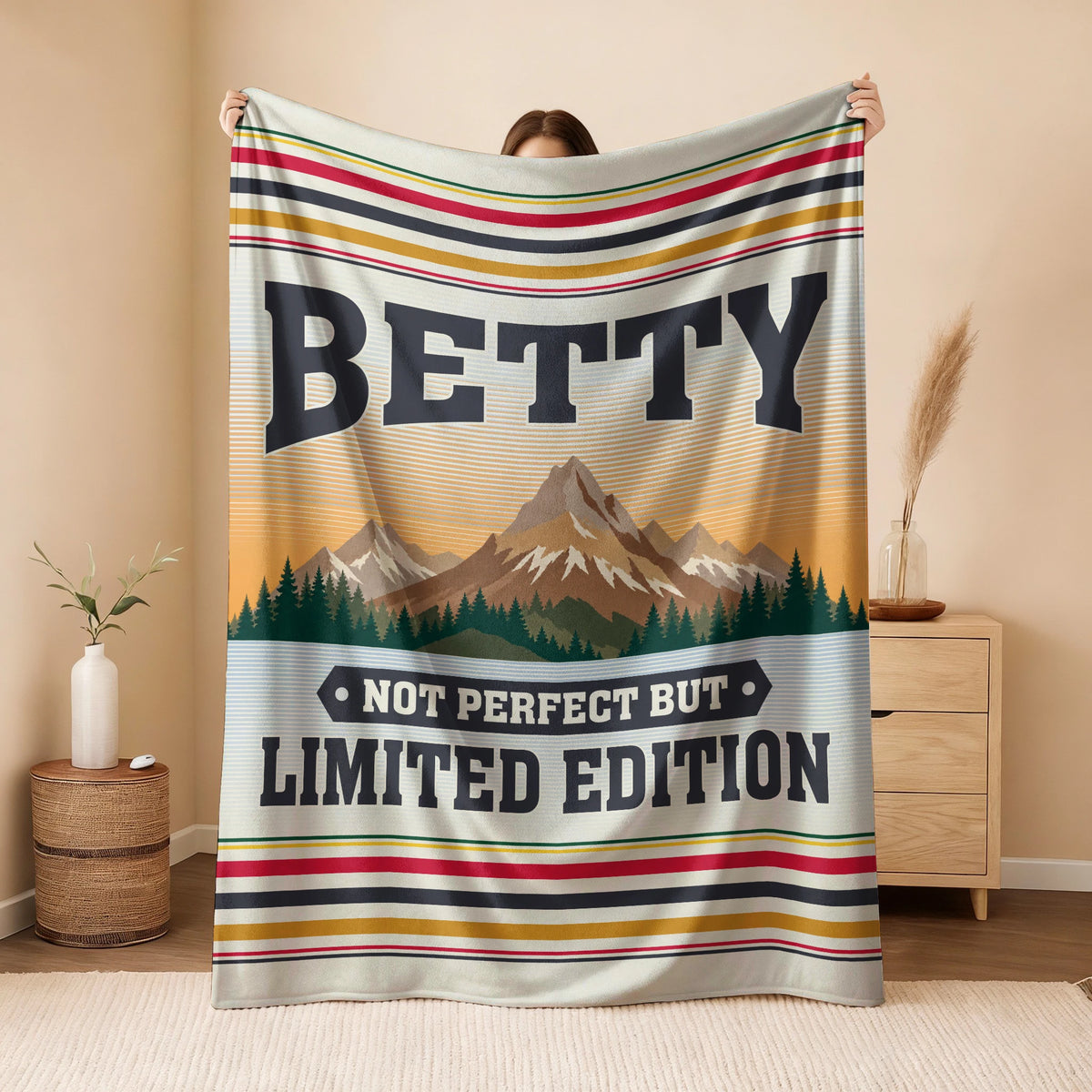 Not Perfect But Limited Edition Vintage Mountain Fleece Blanket BETTY 13K1 BK45