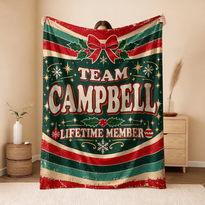Team Your Name Lifetime Member Christmas Fleece Blanket CAMPBELL 13K1 BK52
