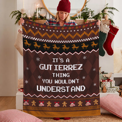 Your Name Thing Funny Deer Brown Christmas Fleece Blanket GUTIERREZ 13K1 BK27