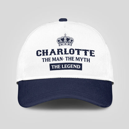The Man The Myth The Legend King Crown Blue And White Cap CHARLOTTE 13K1 C147PF
