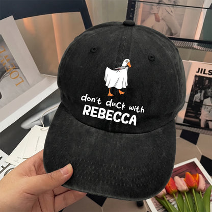 Don't Duck With Your Name Funny Washed Cap REBECCA 13K1 C129PF
