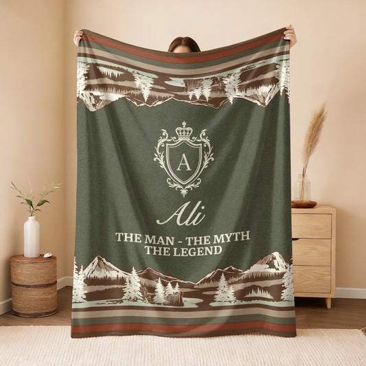 The Man The Myth The Legend Deer In Forest Brown Fleece Blanket ALI 13K1 BK10