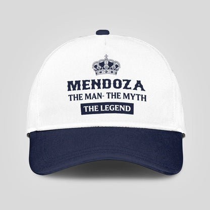 The Man The Myth The Legend King Crown Blue And White Cap MENDOZA 13K1 C147PF