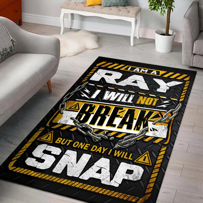 RAY Motivational Rug – Black & Yellow Quote Carpet for Living Room 13K1-AR1