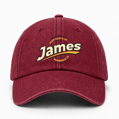 Keep Calm & Let Your Name Handle It Burgundy Washed Cap JAMES 13K1 C105PF
