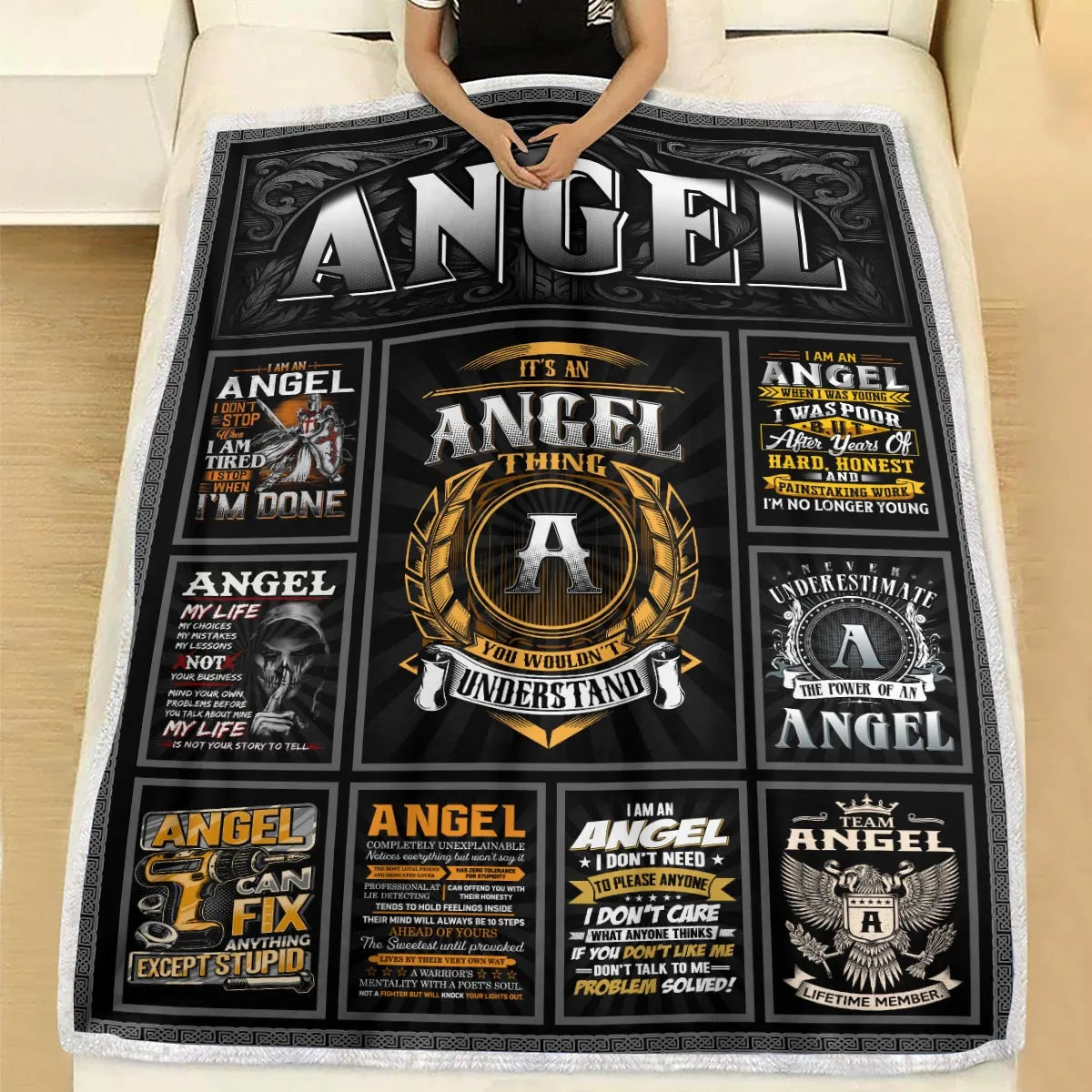 ANGEL Personalized Blanket | Custom Name Cozy Throw Gift 13K1-BK2