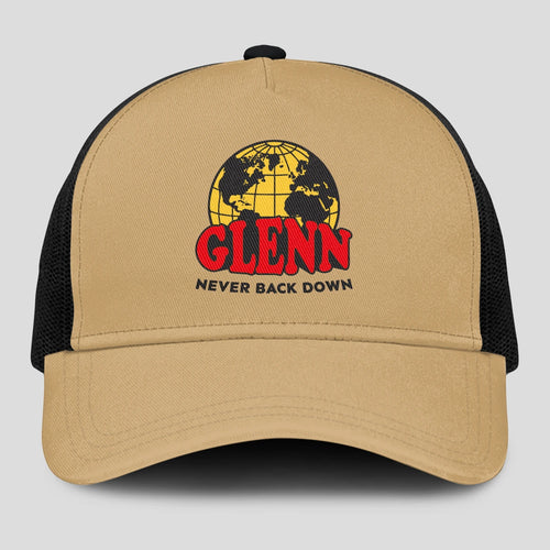 Never Back Down World Logo Khaki Mesh Cap GLENN 13K1 C212PF