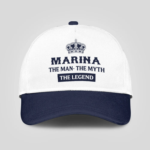 The Man The Myth The Legend King Crown Blue And White Cap MARINA 13K1 C147PF