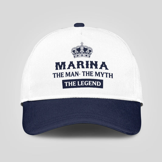 The Man The Myth The Legend King Crown Blue And White Cap MARINA 13K1 C147PF